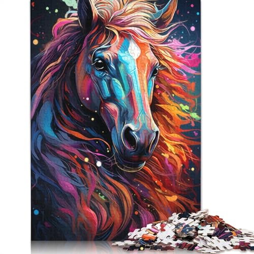 Puzzle für Erwachsene Farbmalerei Pferd 1000 Teile Puzzle aus Papier Puzzle für Kinder ab Jahren Lernspiel 1000 Teile (38 x 26 cm) von wuzihanptpt