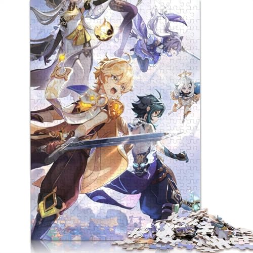 Puzzle für Erwachsene Genshin Impact 1000-teiliges Puzzle Holzpuzzle für Erwachsene und Kinder ab Jahren Herausforderungsspielzeug 1000 Teile (75 x 50 cm) von wuzihanptpt