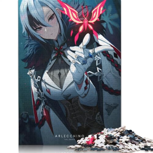 Puzzle für Erwachsene Genshin Impact Arlecchino 1000-teiliges Puzzle Holzpuzzle für Erwachsene und Kinder schwierig und herausfordernd 1000 Teile (75 x 50 cm) von wuzihanptpt