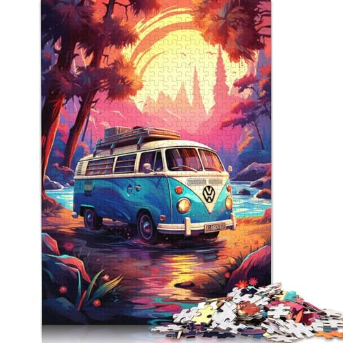 Puzzle für Erwachsene Kombi bei Sonnenuntergang 1000 Teile Puzzle für Erwachsene Geschenke Holzpuzzle für Kinder ab Jahren Lernspiel Herausforderungsspielzeug 1000 Teile (75 x 50 cm) von wuzihanptpt