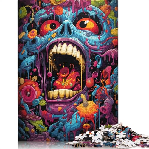 Puzzle für Erwachsene Malen Bunte Totenkopfkunst 1000-teiliges Puzzle für Erwachsene und Kinder Holzpuzzle für Erwachsene und Kinder Lernspiel Herausforderungsspielzeug 1000 Teile (75 x 50 cm) von wuzihanptpt