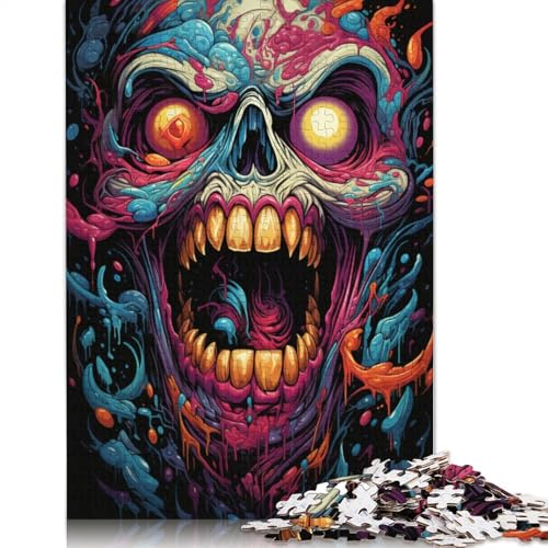 Puzzle für Erwachsene Malen Bunter böser Totenkopf 1000 Teile Puzzle für Erwachsene und Kinder Papierpuzzle für Erwachsene und Kinder Lernspiel Herausforderungsspielzeug 1000 Teile (38 x 26 cm) von wuzihanptpt