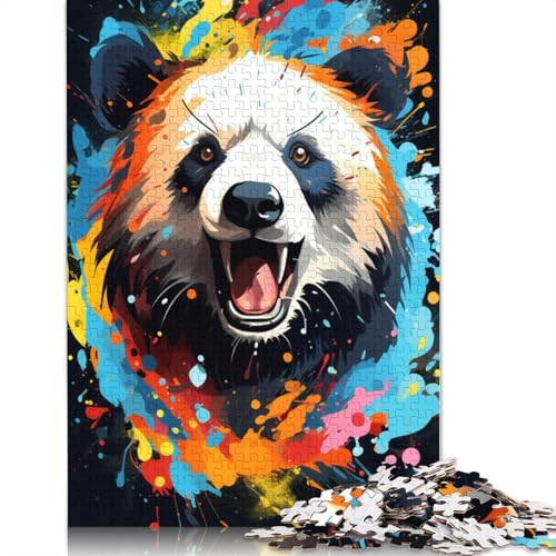 Puzzle für Erwachsene Malen bunter Panda 1000 Teile Puzzle für Erwachsene und Kinder Holzpuzzle für Erwachsene und Kinder Lernspiel Herausforderungsspielzeug 1000 Teile (75 x 50 cm) von wuzihanptpt