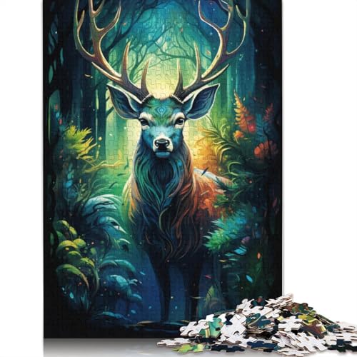 Puzzle für Erwachsene Malen bunter magischer Hirsch 1000 Teile Puzzle für Erwachsene Geschenke Holzpuzzle für Kinder ab Jahren Lernspiel Herausforderungsspielzeug 1000 Teile (75 x 50 cm) von wuzihanptpt