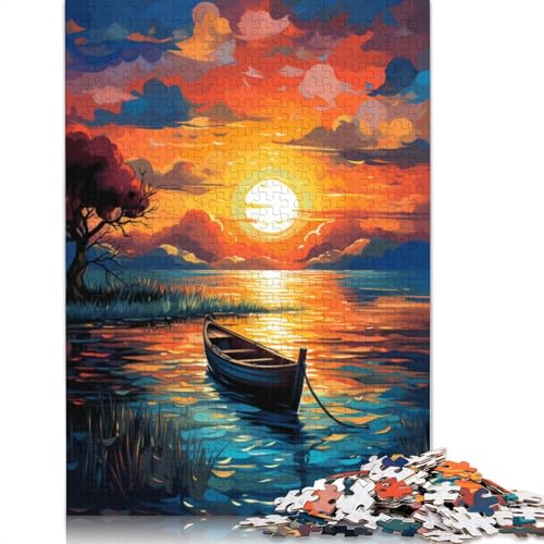 Puzzle für Erwachsene Sonnenuntergangsboot auf dem Meer 1000 Teile Puzzle für Erwachsene Geschenke Holzpuzzle für Kinder ab Jahren Lernspiel Herausforderungsspielzeug 1000 Teile (75 x 50 cm) von wuzihanptpt