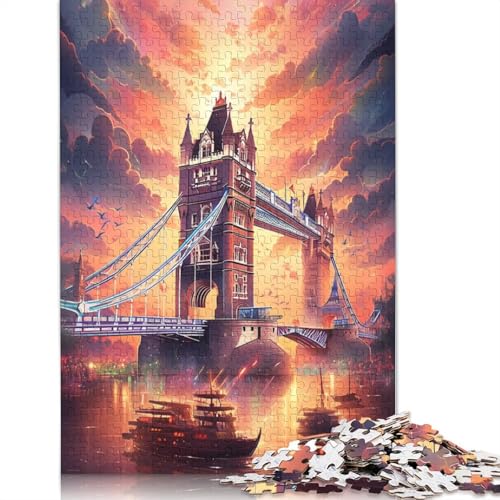 Puzzle für Erwachsene Tower Bridge England 1000 Teile Puzzle aus Holz Puzzle für Kinder ab Jahren Lernspiel 1000 Teile (75 x 50 cm) von wuzihanptpt