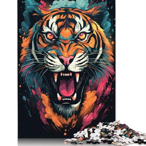 Puzzle für Erwachsene Wilder bunter Tiger 1000 Teile Puzzle aus Papier Puzzle für Kinder ab Jahren Lernspiel 1000 Teile (38 x 26 cm) von wuzihanptpt