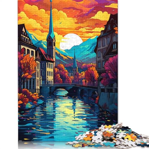 Puzzle für Erwachsene Zürich_Altstadt 1000 Teile Puzzle aus Papier Puzzle für Erwachsene und Kinder ab Jahren Herausforderungsspielzeug 1000 Teile (38x26cm) von wuzihanptpt