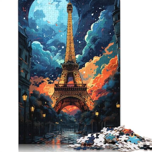 Puzzle für Erwachsene bunter Eiffelturm 1000 Teile Puzzle aus Holz Puzzle für Jugendliche und Kinder Familienspaß Puzzle 1000 Teile (75 x 50 cm) von wuzihanptpt