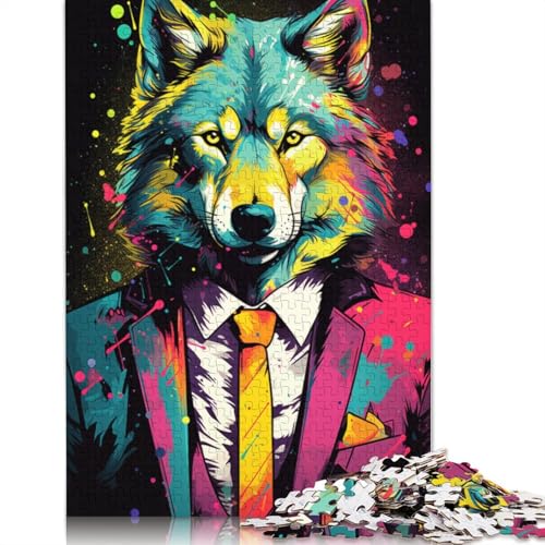Puzzle für Erwachsene bunter Gekritzelwolf 1000 Teile Puzzle für Erwachsene und Kinder Holzpuzzle Entspannungspuzzle Spiele 1000 Teile (75 x 50 cm) von wuzihanptpt