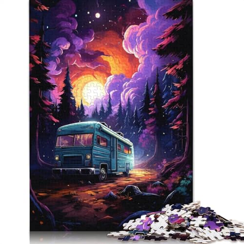 Puzzle für Erwachsene buntes Auto bei Nacht 1000 Teile Puzzle aus Holz für Erwachsene und Kinder ab Jahren Herausforderungsspielzeug 1000 Teile (75 x 50 cm) von wuzihanptpt