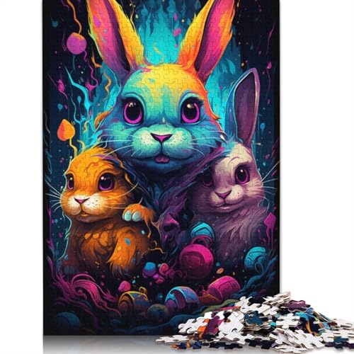 Puzzle für Erwachsene buntes süßes Kaninchen 1000-teiliges Puzzle Holzpuzzle für Erwachsene und Kinder ab Jahren Herausforderungsspielzeug 1000 Teile (75 x 50 cm) von wuzihanptpt