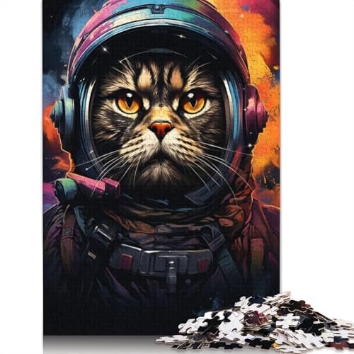 Puzzle für Erwachsene farbenfrohe Astronautenkatze im Weltraum 1000 Teile Puzzle für Erwachsene und Kinder Papierpuzzle für Erwachsene und Kinder Lernspiel Herausforderungsspielzeug von wuzihanptpt