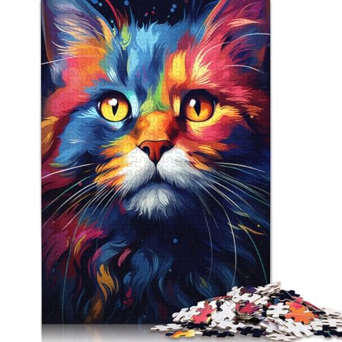 Puzzle für Erwachsene farbenfrohe Bizarre psychedelische Katze 1000 Teile Puzzle für Erwachsene Geschenke für Papierpuzzles für Kinder ab Jahren Lernspiel Herausforderungsspielzeug von wuzihanptpt