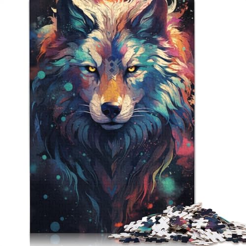 Puzzle für Erwachsene farbenfrohe Psychedelia des kosmischen Weltraumwolfs 1000 Teile Puzzle für Erwachsene Holzpuzzle für Erwachsene und Kinder ab Jahren tolles Geschenk für Erwachsene von wuzihanptpt