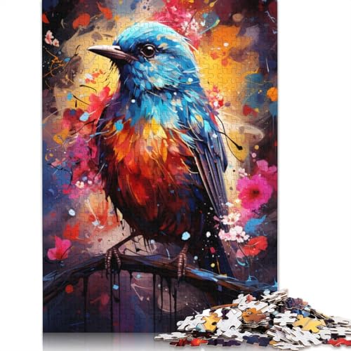 Puzzle für Erwachsene farbenfrohe Psychedelie eines süßen kleinen Blauvogels 1000 Teile Puzzle für Erwachsene Papierpuzzle für Erwachsene Geschenke für Erwachsene Heimdekoration Puzzlespielzeug von wuzihanptpt