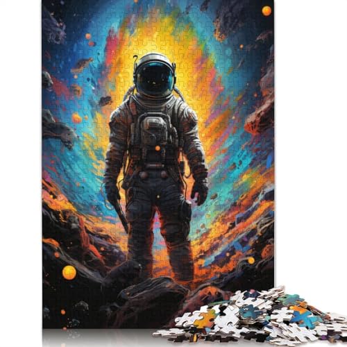 Puzzle für Erwachsene farbenfrohe Psychedelie stilisierter Astronauten Puzzle 1000 Teile für Erwachsene Holzpuzzle geeignet für Kinder ab Jahren tolles Geschenk für Erwachsene von wuzihanptpt