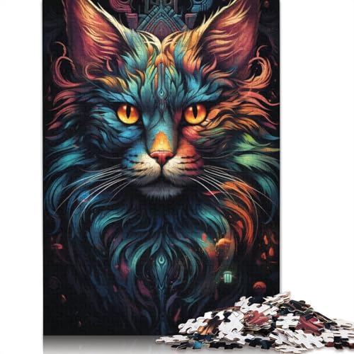 Puzzle für Erwachsene farbenfrohe künstlerische Katze 1000 Teile Puzzle aus Papier Puzzle für Kinder ab Jahren Lernspiel 1000 Teile (38 x 26 cm) von wuzihanptpt
