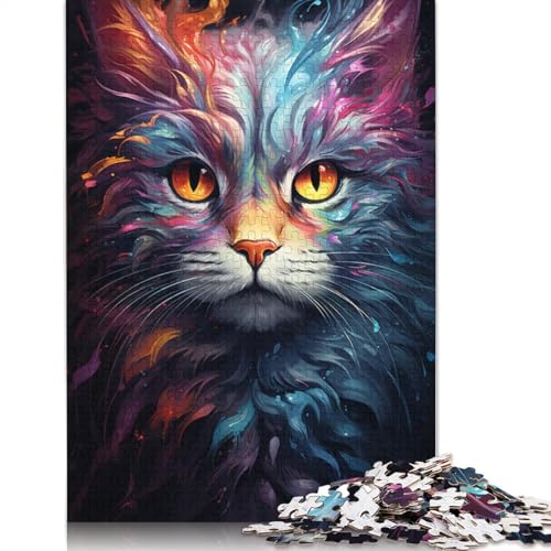 Puzzle für Erwachsene farbenfrohe psychedelische Feuerkatze 1000 Teile Puzzle für Erwachsene und Kinder Papierpuzzle für Erwachsene und Kinder Lernspiel Herausforderungsspielzeug von wuzihanptpt