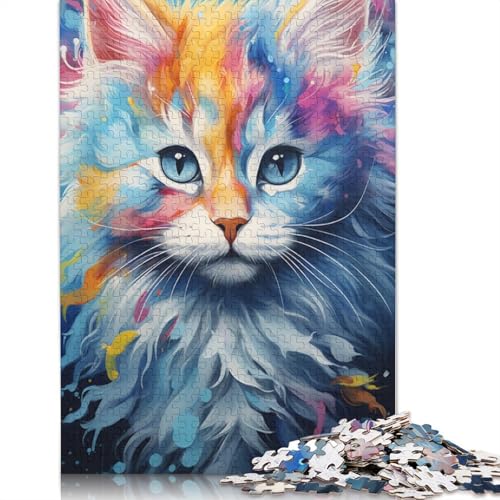 Puzzle für Erwachsene farbenfrohe psychedelische Katzenzeichnung 1000 Teile Puzzle aus Papier Puzzle für Kinder ab Jahren Lernspiel 1000 Teile (38 x 26 cm) von wuzihanptpt