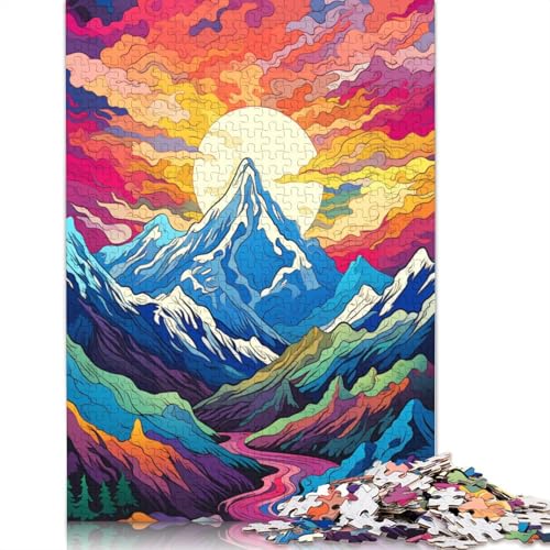 Puzzle für Erwachsene farbenfrohe psychedelische Landschaft im Kaukasusgebirge Puzzle für Erwachsene 1000-teiliges Holzpuzzle für Erwachsene und Kinder ab 10 Jahren Heimkunstdekor von wuzihanptpt