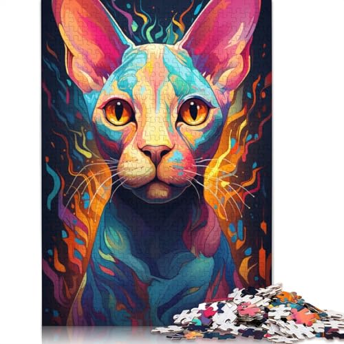 Puzzle für Erwachsene farbenfrohe psychedelische Sphinx-Katze 1000 Teile Puzzle aus Holz für Kinder ab Jahren Lernspiel 1000 Teile (75 x 50 cm) von wuzihanptpt