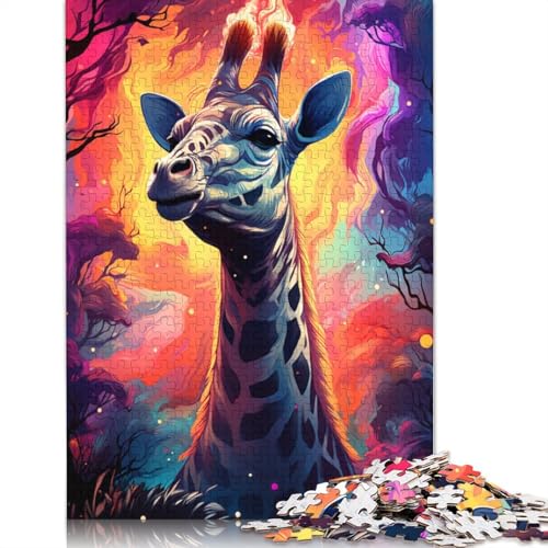 Puzzle für Erwachsene farbenfrohe psychedelische magische Giraffe 1000 Teile Puzzle für Erwachsene und Kinder Holzpuzzle Entspannungspuzzle Spiele 1000 Teile (75 x 50 cm) von wuzihanptpt