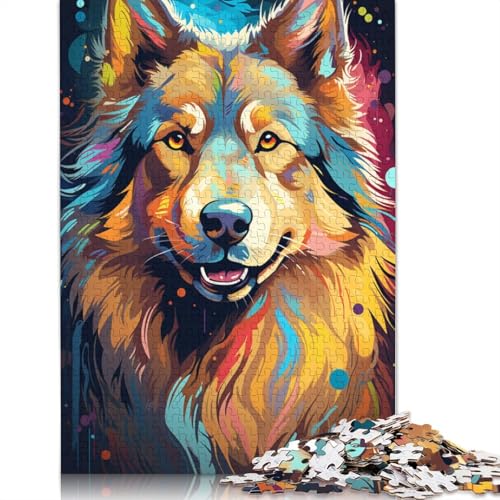 Puzzle für Erwachsene farbenfroher Fantasie-Deutscher Schäferhund 1000 Teile Puzzle aus Holz für Kinder ab Jahren Lernspiel 1000 Teile (75 x 50 cm) von wuzihanptpt