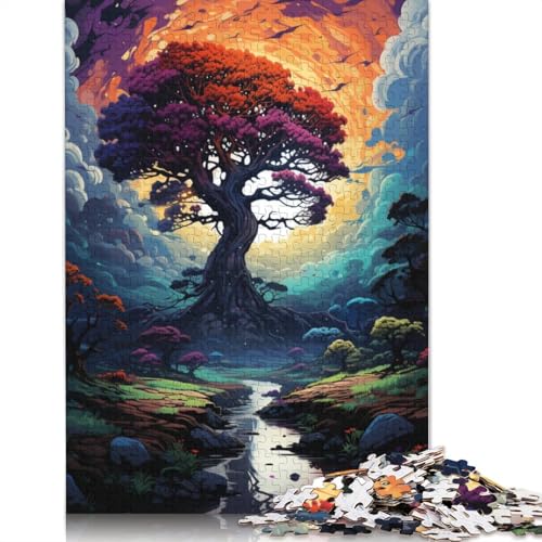 Puzzle für Erwachsene farbenfroher Psychedelischer Baum magische Landschaft Puzzle für Erwachsene 1000 Teile Papierpuzzle für Erwachsene und Kinder ab Alter Geschenk zum Geburtstag von wuzihanptpt