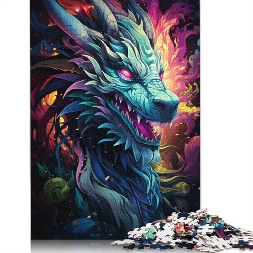 Puzzle für Erwachsene farbenfroher Psychedelischer Fantasie-Drache 1000 Teile Puzzle für Erwachsene Holzpuzzle für Erwachsene und Kinder ab Jahren tolles Geschenk für Erwachsene von wuzihanptpt