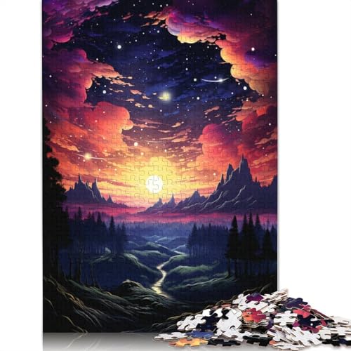 Puzzle für Erwachsene farbenfroher Psychedelischer Nacht-Sternenhimmel 1000 Teile Puzzle für Erwachsene Papierpuzzle für Erwachsene und Kinder ab Jahren tolles Geschenk für Erwachsene von wuzihanptpt