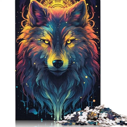 Puzzle für Erwachsene farbenfroher Psychedelischer Wolf 1000 Teile Puzzle aus Papier Puzzle für Kinder ab Jahren Lernspiel 1000 Teile (38 x 26 cm) von wuzihanptpt