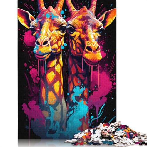 Puzzle für Erwachsene farbenfrohes Giraffengemälde 1000-teiliges Puzzle Holzpuzzle für Erwachsene und Kinder ab Jahren Herausforderungsspielzeug 1000 Teile (75 x 50 cm) von wuzihanptpt
