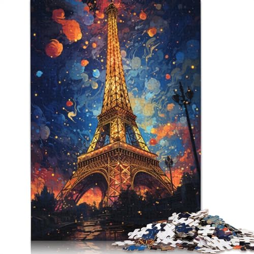 Puzzle für Erwachsene farbenfrohes psychedelisches Eiffelturm-Puzzle für Erwachsene 1000-teiliges Holzpuzzle für Erwachsene und Kinder ab einem Alter von 1000 Jahren Geschenk zum Geburtstag von wuzihanptpt