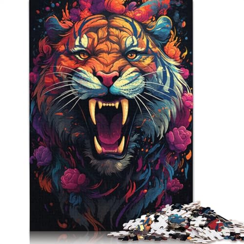 Puzzle für Erwachsene farbenfrohes psychedelisches Elementar-Blitz-Tiger-Puzzle 1000 Teile Papierpuzzle für Erwachsene und Kinder ab Alter anspruchsvolle Puzzles für Erwachsene von wuzihanptpt