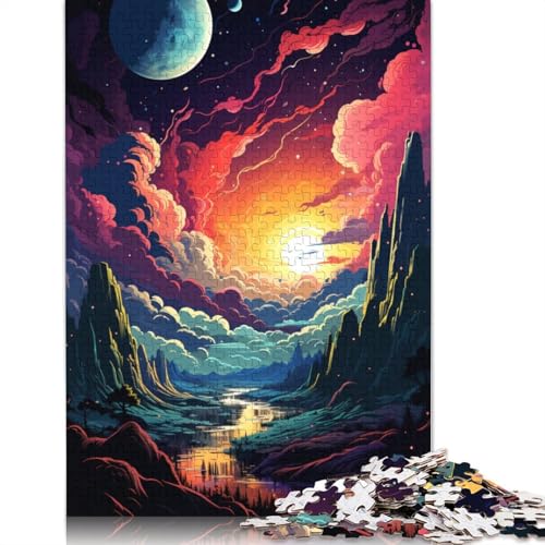 Puzzle für Erwachsene farbenfrohes psychedelisches Fantasie-Weltraum-Puzzle 1000 Teile Puzzle für Erwachsene Geschenke Holzpuzzle für Kinder ab Jahren Lernspiel Herausforderungsspielzeug von wuzihanptpt