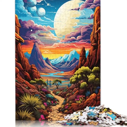 Puzzle für Erwachsene farbenfrohes psychedelisches Fantasie-Wüsten-Puzzle für Erwachsene 1000-teiliges Holzpuzzle für Erwachsene und Kinder ab einem Alter von 10 Jahren Heimkunstdekor von wuzihanptpt