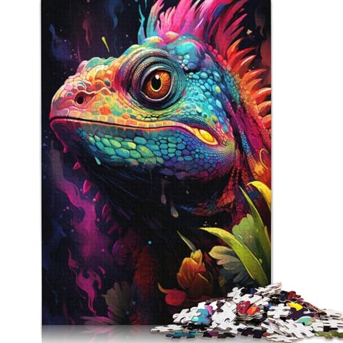 Puzzle für Erwachsene farbenfrohes psychedelisches Geistertier-Chamäleon 1000 Teile Puzzle für Erwachsene Papierpuzzle für Erwachsene und Kinder ab Jahren tolles Geschenk für Erwachsene von wuzihanptpt