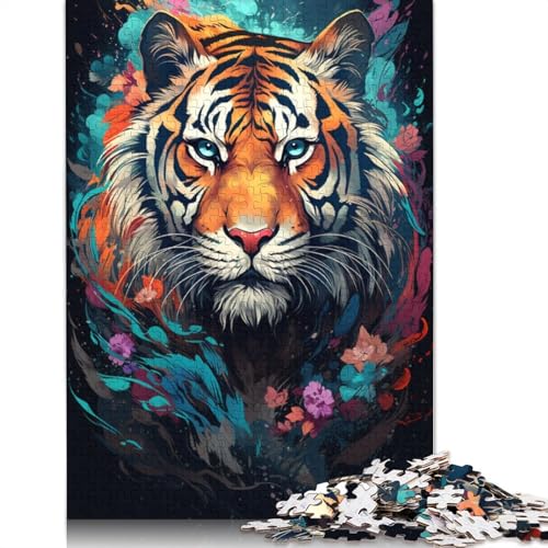 Puzzle für Erwachsene farbenfrohes psychedelisches Geistertier Tiger 1000 Teile Puzzle für Erwachsene und Kinder Holzpuzzle für Erwachsene und Kinder Lernspiel Herausforderungsspielzeug von wuzihanptpt