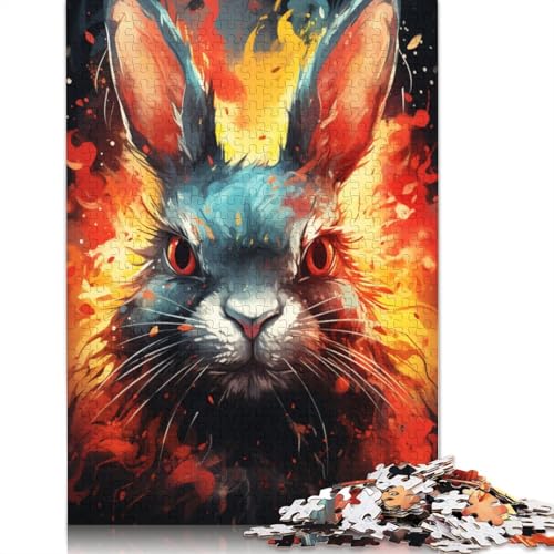 Puzzle für Erwachsene farbenfrohes psychedelisches Kaninchen 1000 Teile Puzzle für Erwachsene und Kinder Holzpuzzle für Erwachsene und Kinder Lernspiel Herausforderungsspielzeug von wuzihanptpt