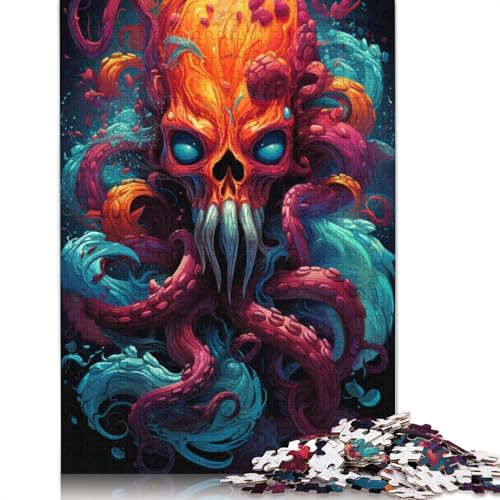 Puzzle für Erwachsene farbenfrohes psychedelisches Kunstgemälde eines Oktopus 1000 Teile für Erwachsene Holzpuzzle geeignet für Kinder ab Jahren tolles Geschenk für Erwachsene von wuzihanptpt