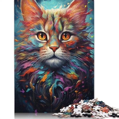 Puzzle für Erwachsene farbenfrohes psychedelisches Seelentier Katze 1000 Teile Puzzle für Erwachsene und Kinder Papierpuzzle für Erwachsene und Kinder Lernspiel Herausforderungsspielzeug von wuzihanptpt