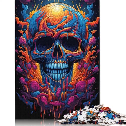 Puzzle für Erwachsene farbenfrohes psychedelisches Totenkopf-Puzzle 1000 Teile Papierpuzzle für Kinder ab Jahren Lernspiel 1000 Teile (38 x 26 cm) von wuzihanptpt