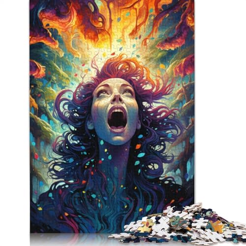 Puzzle für Erwachsene farbenfrohes psychedelisches überraschtes Mädchen 1000 Teile Puzzle aus Papier Puzzle für Kinder ab Jahren Lernspiel 1000 Teile (38 x 26 cm) von wuzihanptpt
