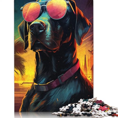 Puzzle für Erwachsene großer Hund mit Sonnenbrille 1000 Teile Puzzle aus Holz für Erwachsene und Kinder ab einem Alter von 75 x 50 cm anspruchsvolle Puzzles für Erwachsene 1000 Teile (75 x 50 cm) von wuzihanptpt