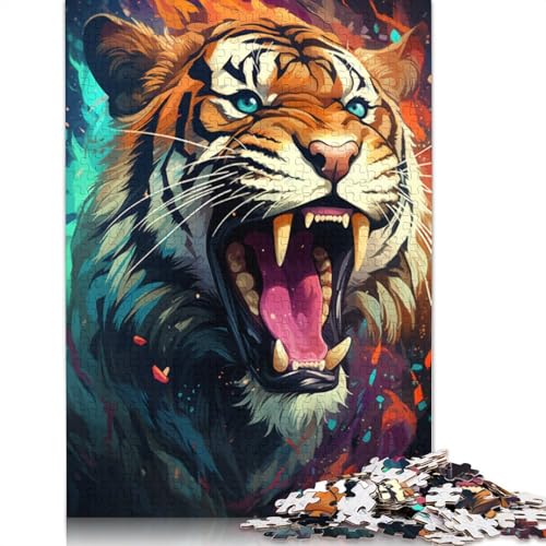 Puzzle für Erwachsene majestätisches Gemälde eines Tigers 1000 Teile Holzpuzzle für Kinder ab Jahren Lernspiel 1000 Teile (75 x 50 cm) von wuzihanptpt