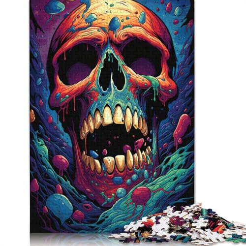 Puzzle für Erwachsene mit 1000 Teilen Bunte Zeichnung eines Totenkopf-Puzzles für Erwachsene Holzpuzzle-Spielzeug Wanddekoration 1000 Teile (75 x 50 cm) von wuzihanptpt