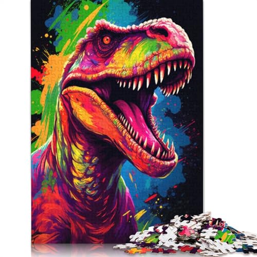 Puzzle für Erwachsene mit 1000 Teilen Gemälde von bunten Dinosauriern Puzzle für Erwachsene Holzpuzzle Spielzeug Wanddekoration 1000 Teile (75 x 50 cm) von wuzihanptpt