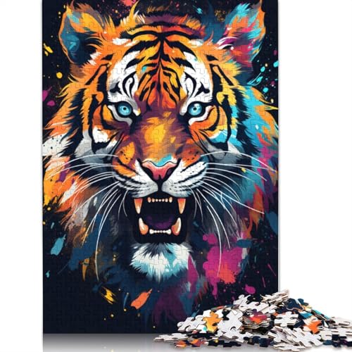 Puzzle für Erwachsene mit 1000 Teilen Malen Farbe Tiger Puzzle für Kinder Holzpuzzle Lernspiel Herausforderungsspielzeug 1000 Teile (75 x 50 cm) von wuzihanptpt