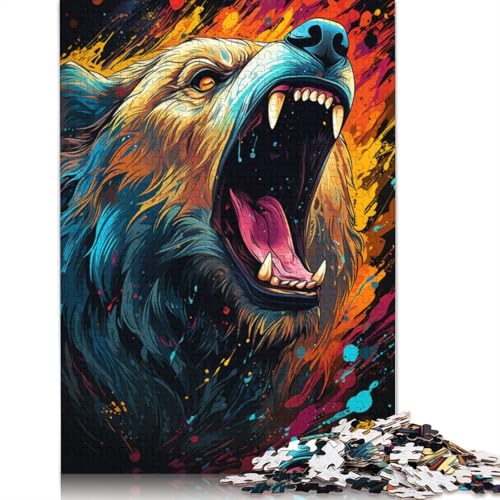 Puzzle für Erwachsene mit 1000 Teilen Malen bunter Bär Puzzle für Erwachsene Holzpuzzle Lernspiele für Erwachsene und Kinder 1000 Teile (75 x 50 cm) von wuzihanptpt